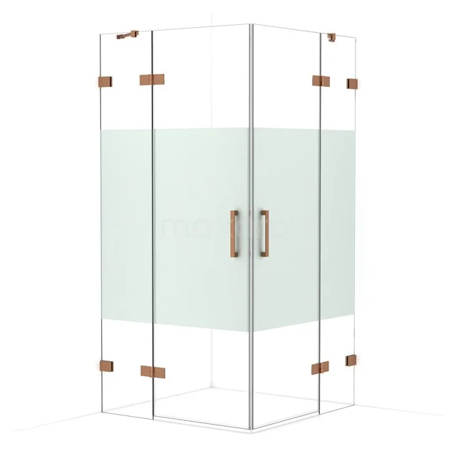 Diamond Shower enclosure | 100x100 cm Copper Clear with matt strip Pivot door Square CDD4646423KP