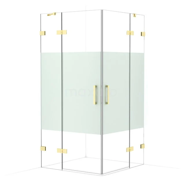 Diamond Shower enclosure | 100x100 cm Light gold Clear with matt strip Pivot door Square CDD4646423LG