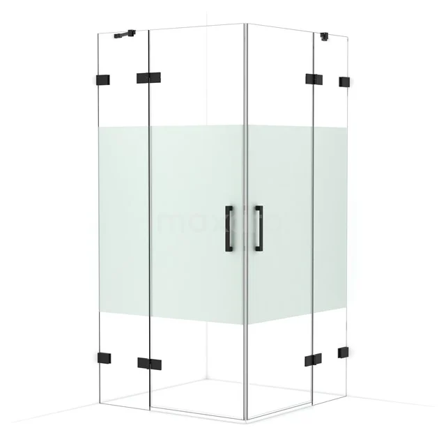 Diamond Shower enclosure | 100x100 cm Matte black Clear with matt strip Pivot door Square CDD4646423MB