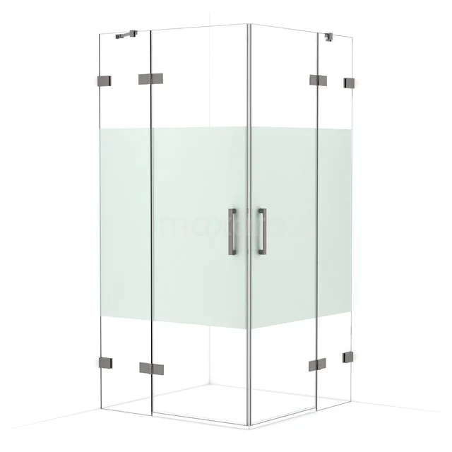 Diamond Shower enclosure | 100x100 cm Black metal Clear with matt strip Pivot door Square CDD4646423ZM