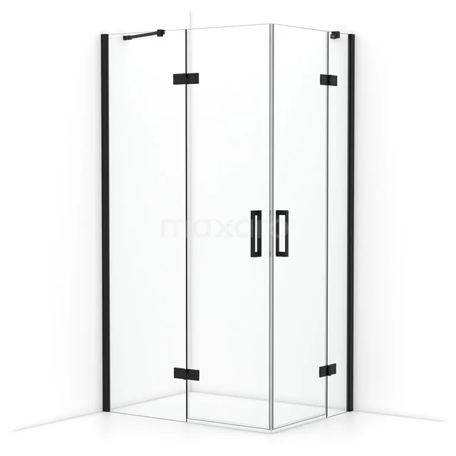 Diamond Duschkabine | 110x80 cm Matt Schwarz Drehtür Rechteck CDD6535410MB