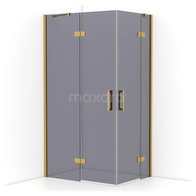 Diamond Shower cabin | 110x80 cm Gold Smoke glass Pivot door Rectangle CDD6535411GG