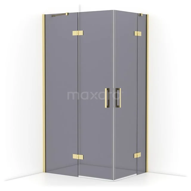 Diamond Shower enclosure | 110x80 cm Light gold Smoke glass Pivot door Rectangle CDD6535411LG