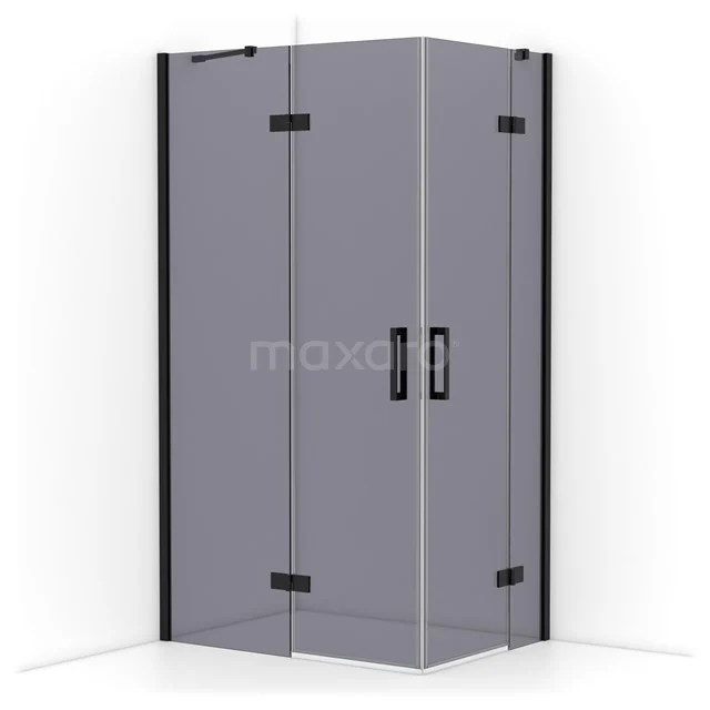 Diamond Shower enclosure | 110x80 cm Matte black Smoke glass Pivot door Rectangle CDD6535411MB