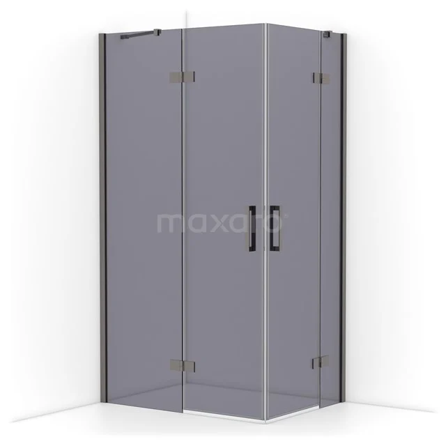 Diamond Shower enclosure | 110x80 cm Black metal Smoke glass Pivot door Rectangle CDD6535411ZMN
