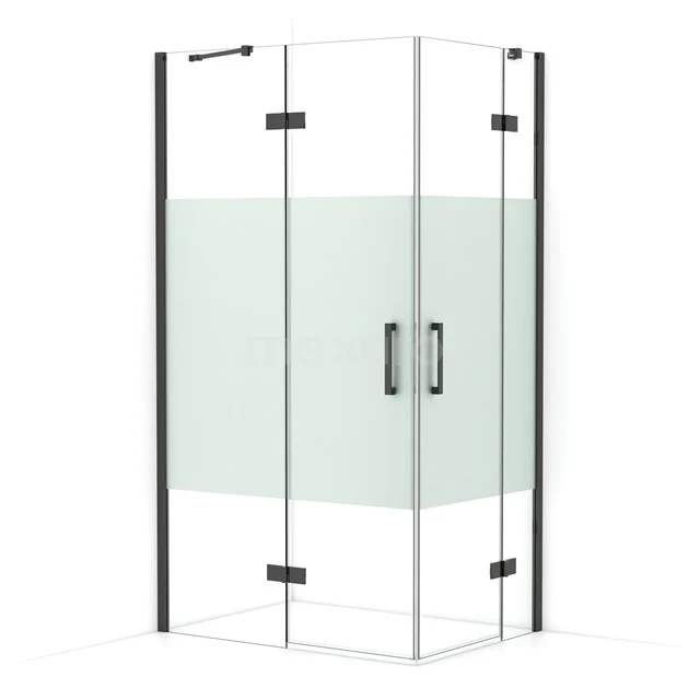 Diamond Shower enclosure | 110x80 cm Black chrome Clear with matt strip Pivot door Rectangle CDD6535413BCN