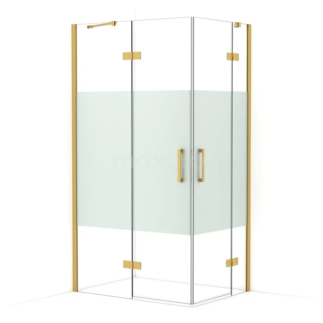 Diamond Shower enclosure | 110x80 cm Gold Clear with matt strip Pivot door Rectangle CDD6535413GG