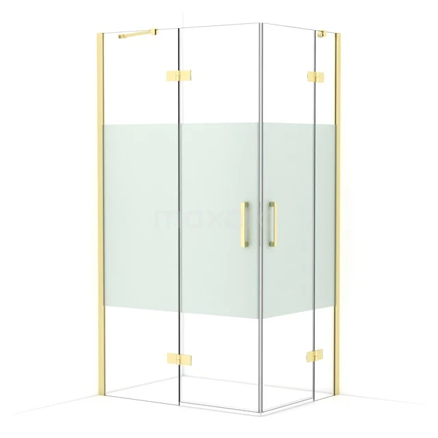 Diamond Shower enclosure | 110x80 cm Light gold Clear with matt strip Pivot door Rectangle CDD6535413LG