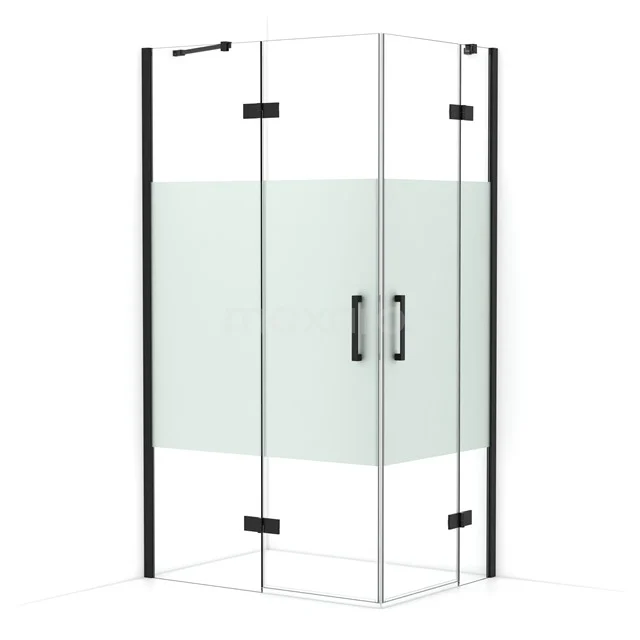 Diamond Shower enclosure | 110x80 cm Matte black Clear with matt strip Pivot door Rectangle CDD6535413MB