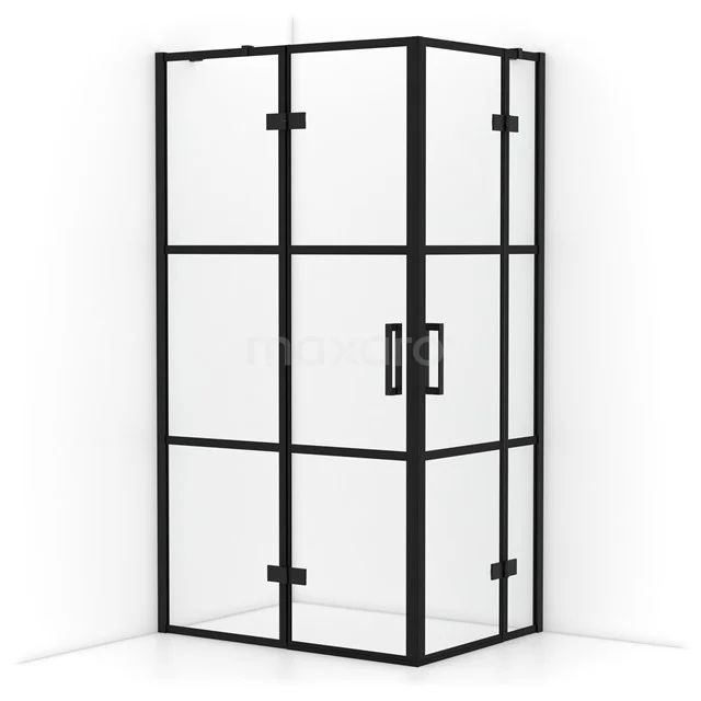Diamond Shower enclosure | 110x80 cm Matte black Clear with 4 black stripes Pivot door Rectangle CDD6535418MB