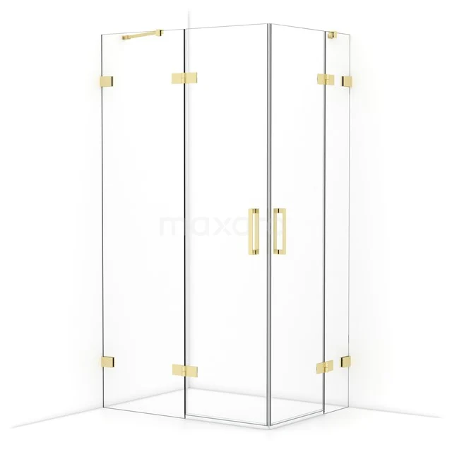 Diamond Duschkabine | 110x80 cm Helles Gold Drehtür Rechteck CDD6535420LG