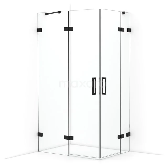 Diamond Shower cabin | 110x80 cm Matte black Clear glass Pivot door Rectangle CDD6535420MB