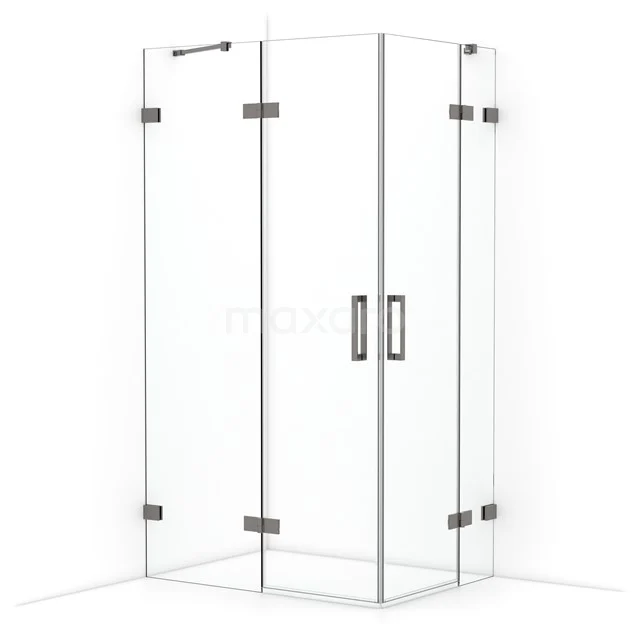 Diamond Shower enclosure | 110x80 cm Black metal Clear glass Pivot door Rectangle CDD6535420ZM