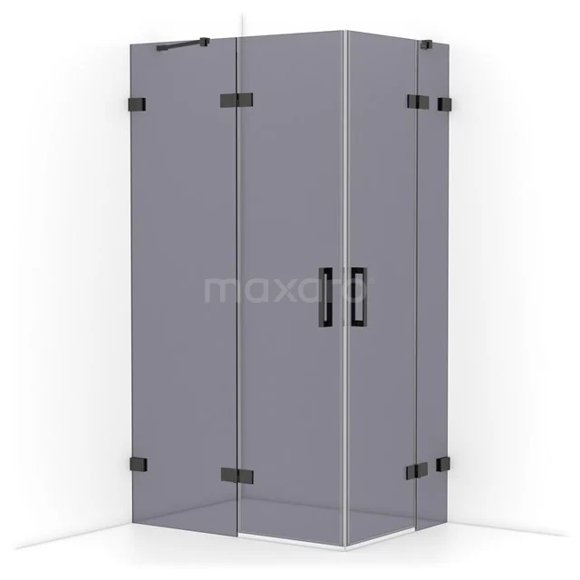 Diamond Shower enclosure | 110x80 cm Black chrome Smoke glass Pivot door Rectangle CDD6535421BC
