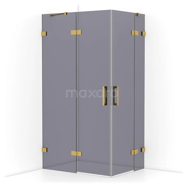 Diamond Shower cabin | 110x80 cm Gold Smoke glass Pivot door Rectangle CDD6535421GG