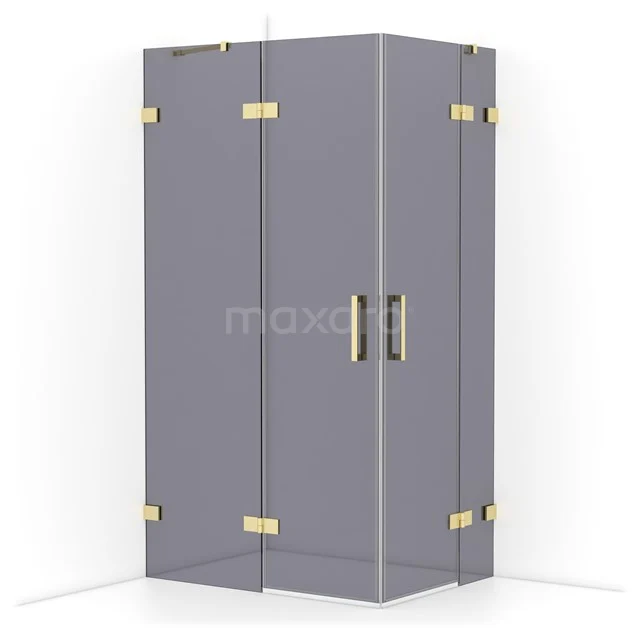 Diamond Shower enclosure | 110x80 cm Light gold Smoke glass Pivot door Rectangle CDD6535421LG