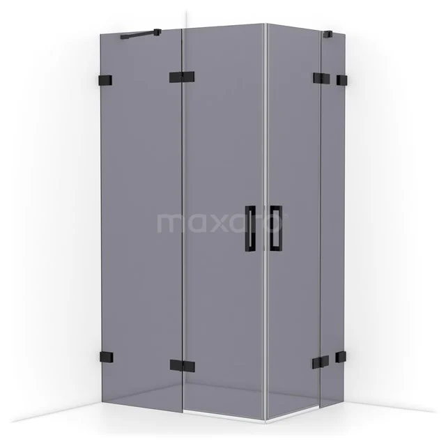 Diamond Shower cabin | 110x80 cm Matte black Smoke glass Pivot door Rectangle CDD6535421MB
