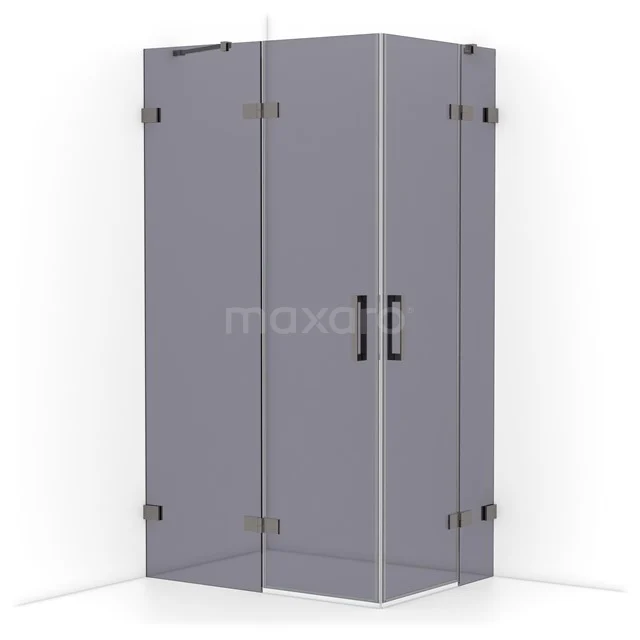 Diamond Shower enclosure | 110x80 cm Black metal Smoke glass Pivot door Rectangle CDD6535421ZM