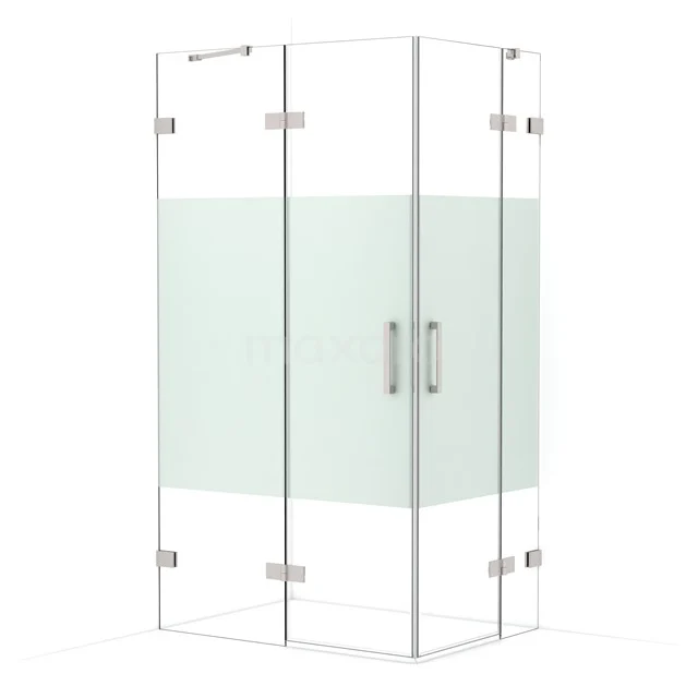 Diamond Shower enclosure | 110x80 cm Stainless steel Clear with matt strip Pivot door Rectangle CDD6535423BR