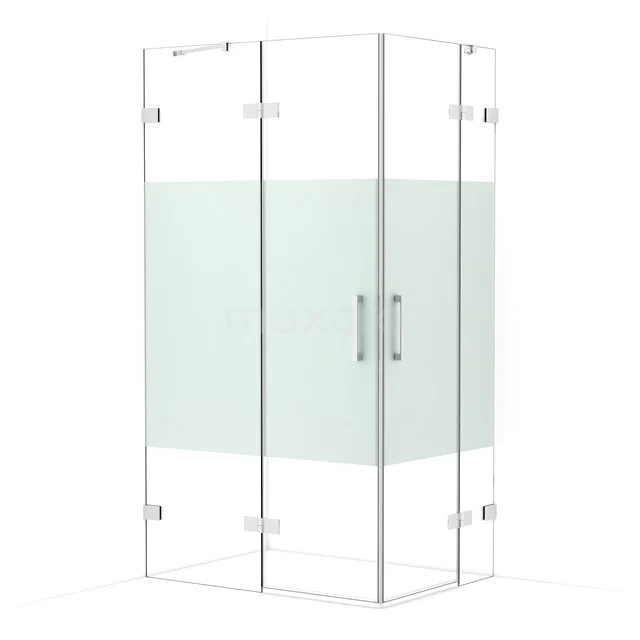 Diamond Shower enclosure | 110x80 cm Chrome Clear with matt strip Pivot door Rectangle CDD6535423C
