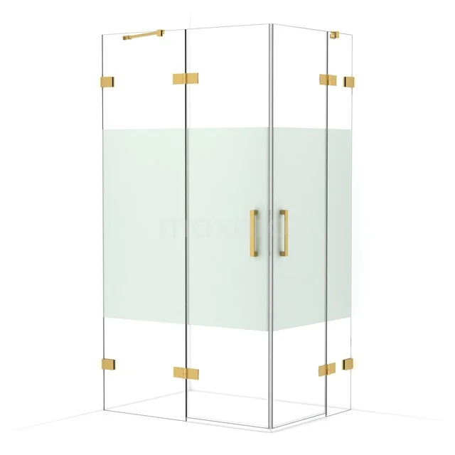 Diamond Shower enclosure | 110x80 cm Gold Clear with matt strip Pivot door Rectangle CDD6535423GG