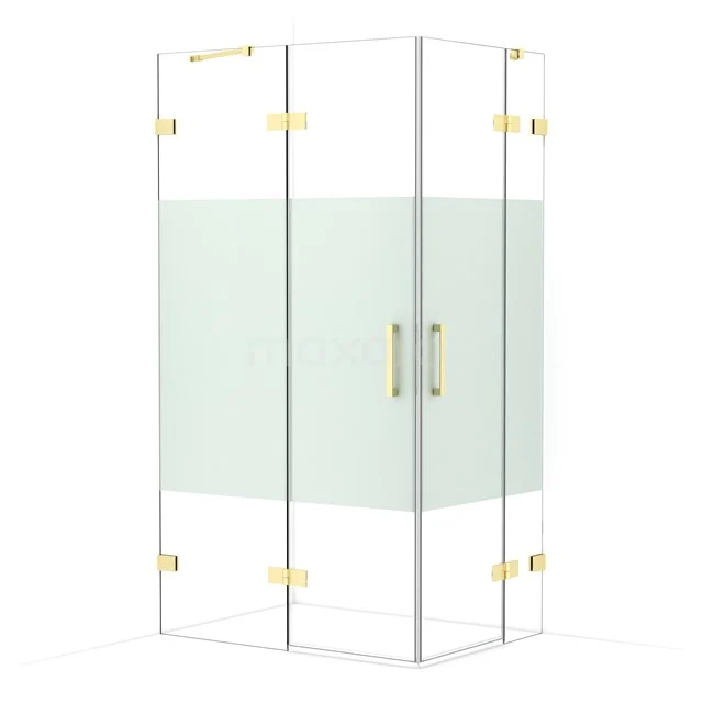 Diamond Shower enclosure | 110x80 cm Light gold Clear with matt strip Pivot door Rectangle CDD6535423LG