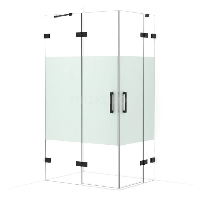 Diamond Shower cabin | 110x80 cm Matte black Clear with matt strip Pivot door Rectangle CDD6535423MB
