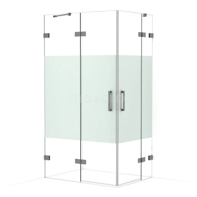 Diamond Shower enclosure | 110x80 cm Black metal Clear with matt strip Pivot door Rectangle CDD6535423ZM