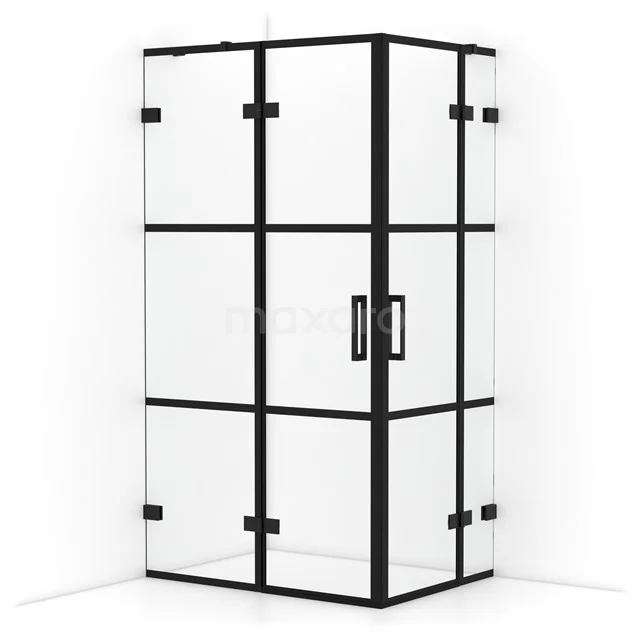 Diamond Shower enclosure | 110x80 cm Matte black Clear with 4 black stripes Pivot door Rectangle CDD6535428MB