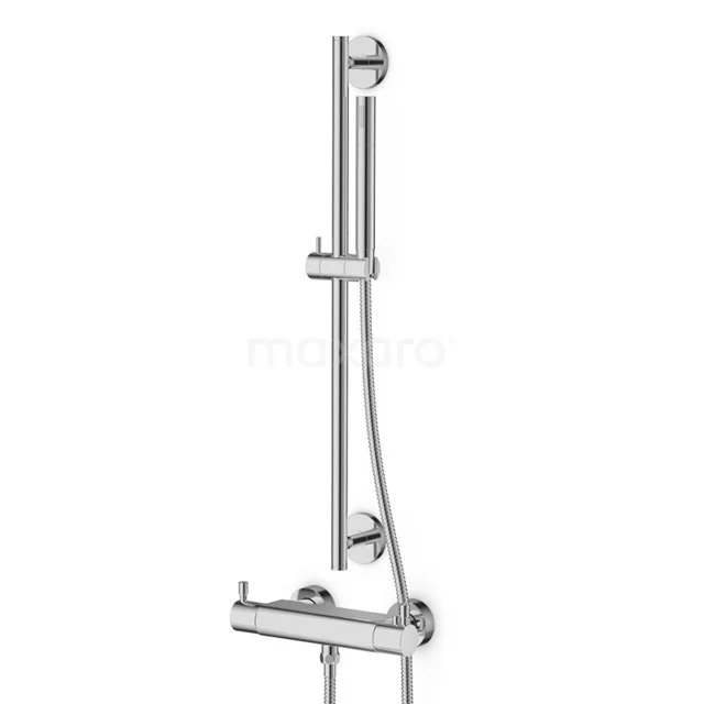 Verchromte Duschset mit Gleitschiene, modernes Designstil, ideal für Badezimmererneuerung und nachhaltige Nutzung.