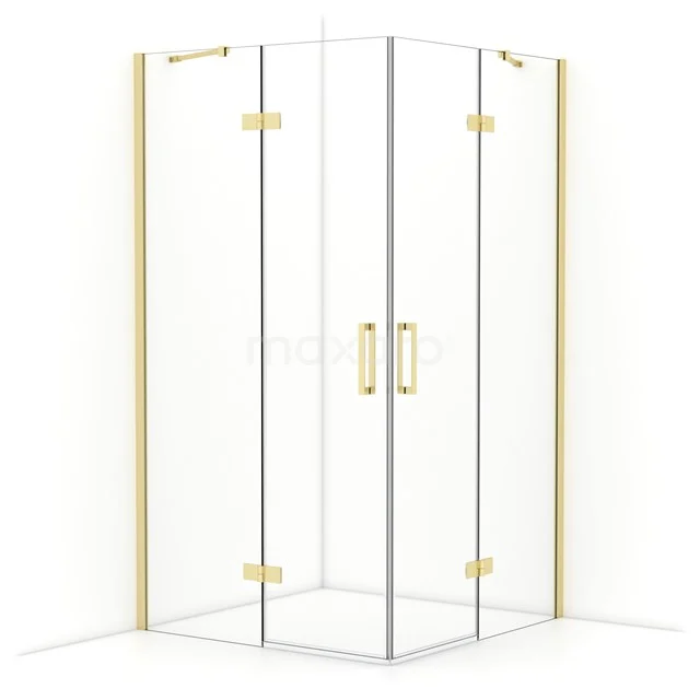 Diamond Duschkabine | 110x110 cm Helles Gold Drehtür Quadrat CDD6565410LG