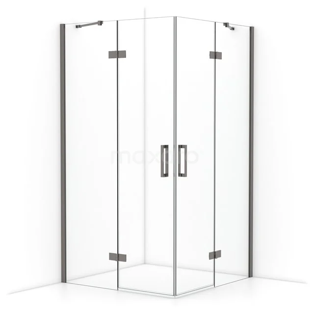 Diamond Shower enclosure | 110x110 cm Black metal Clear glass Pivot door Square CDD6565410ZMN