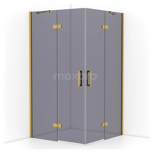 Diamond Shower cabin | 110x110 cm Gold Smoke glass Pivot door Square CDD6565411GG