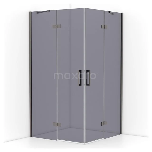 Diamond Shower enclosure | 110x110 cm Black metal Smoke glass Pivot door Square CDD6565411ZMN
