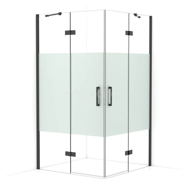 Diamond Shower enclosure | 110x110 cm Black chrome Clear with matt strip Pivot door Square CDD6565413BCN