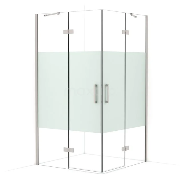 Diamond Shower enclosure | 110x110 cm Stainless steel Clear with matt strip Pivot door Square CDD6565413BR