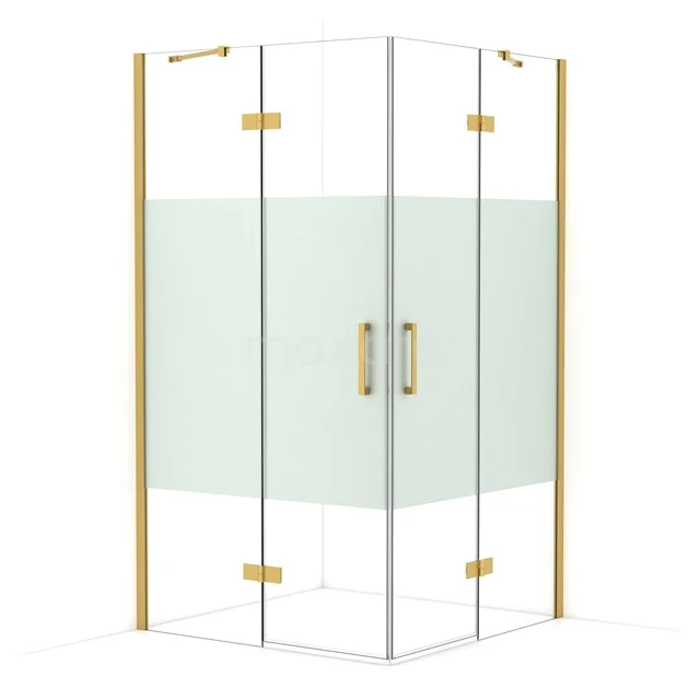 Diamond Shower enclosure | 110x110 cm Gold Clear with matt strip Pivot door Square CDD6565413GG