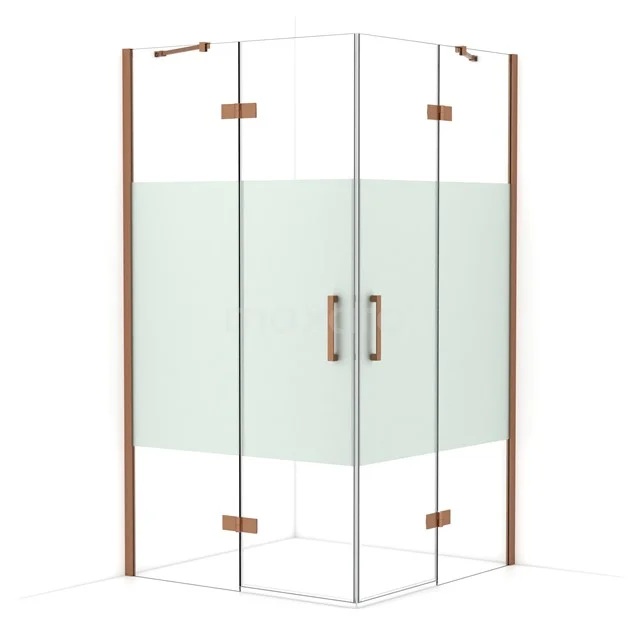 Diamond Shower enclosure | 110x110 cm Copper Clear with matt strip Pivot door Square CDD6565413KP