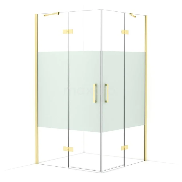 Diamond Shower enclosure | 110x110 cm Light gold Clear with matt strip Pivot door Square CDD6565413LG