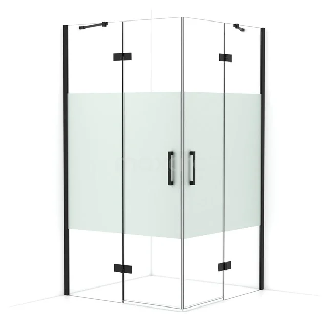 Diamond Shower cabin | 110x110 cm Matte black Clear with matt strip Pivot door Square CDD6565413MB