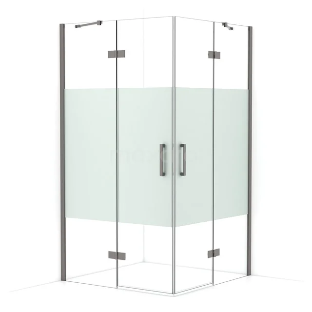 Diamond Shower enclosure | 110x110 cm Black metal Clear with matt strip Pivot door Square CDD6565413ZMN