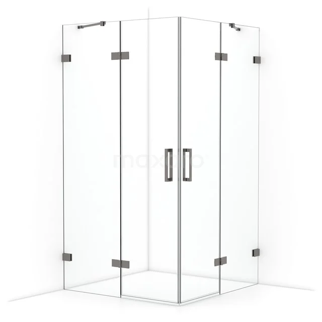 Diamond Shower enclosure | 110x110 cm Black metal Clear glass Pivot door Square CDD6565420ZM