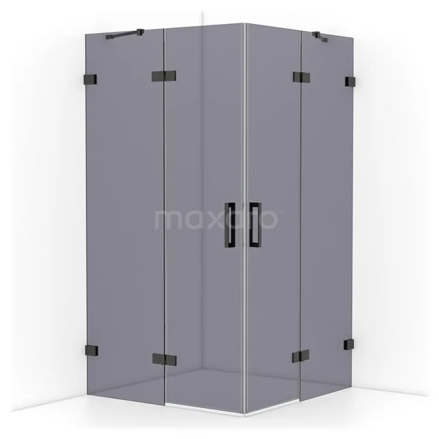 Diamond Shower enclosure | 110x110 cm Black chrome Smoke glass Pivot door Square CDD6565421BC
