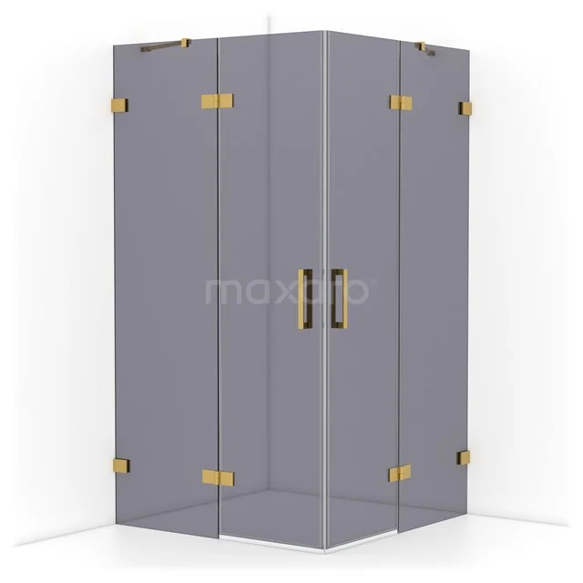 Diamond Shower cabin | 110x110 cm Gold Smoke glass Pivot door Square CDD6565421GG