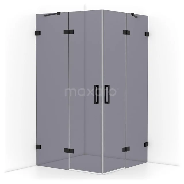 Diamond Shower enclosure | 110x110 cm Matte black Smoke glass Pivot door Square CDD6565421MB