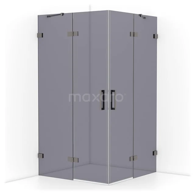 Diamond Shower enclosure | 110x110 cm Black metal Smoke glass Pivot door Square CDD6565421ZM