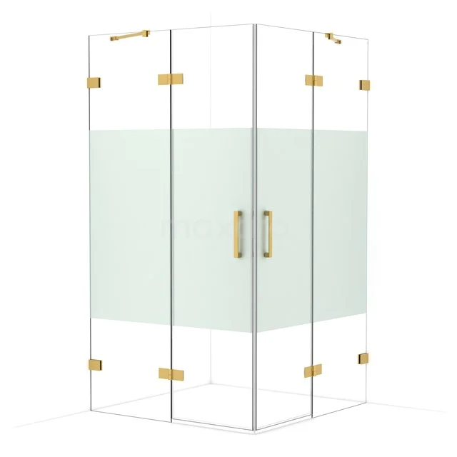 Diamond Shower enclosure | 110x110 cm Gold Clear with matt strip Pivot door Square CDD6565423GG