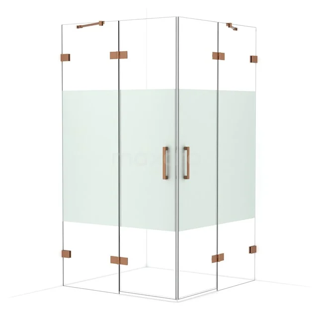 Diamond Shower enclosure | 110x110 cm Copper Clear with matt strip Pivot door Square CDD6565423KP
