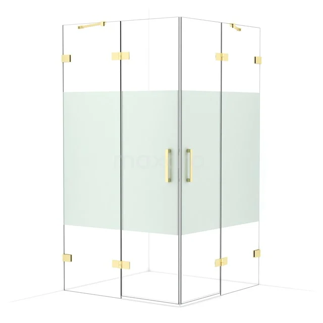 Diamond Shower enclosure | 110x110 cm Light gold Clear with matt strip Pivot door Square CDD6565423LG