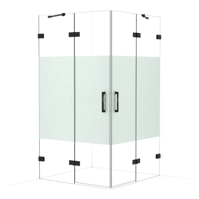 Diamond Shower enclosure | 110x110 cm Matte black Clear with matt strip Pivot door Square CDD6565423MB